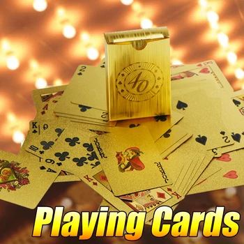 table games durable waterproof plastic playing cards gold foil