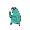 QIHE Fashion Accessory Cute Fun Novelty Mintcream Party Animal Cactus Pattern Sloth Flash Enamel Lapel Brooch Pin For Slowcoach