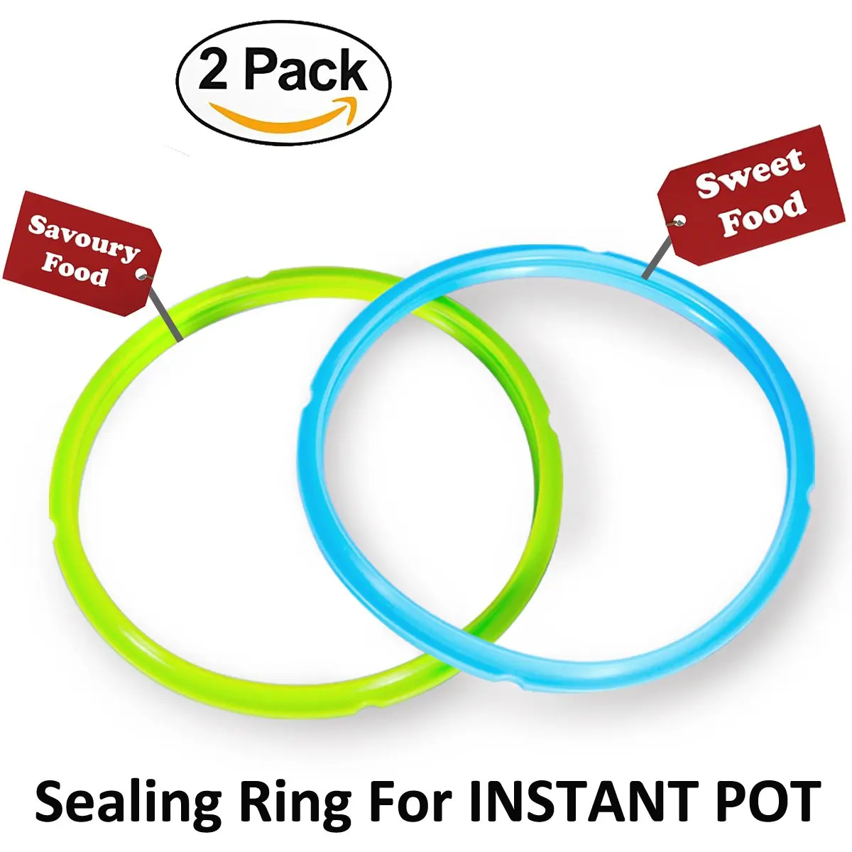 Silicone Sealing Ring - Seal Lasting & BPA-free - Fits IP-DUO60, IP-LUX60, IP-DUO50, IP-LUX50, Smart-60, IP-CSG60 and IP-CSG50 - Pack of 2 Blue & Green - By Super Kitchen