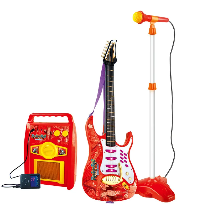 toy guitar microphone and amp