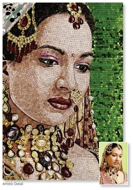 Handmade Beautiful Lady Mosaic Glass Painting Pictures Wall Mural India