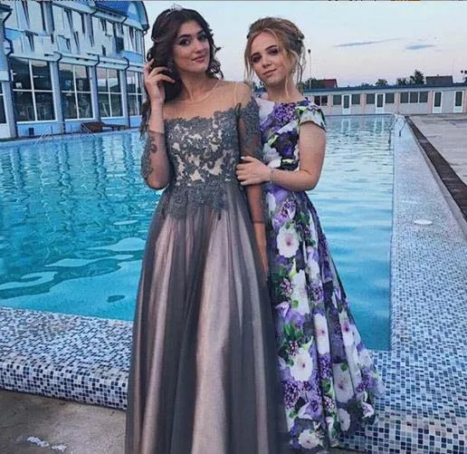 

European Designer Casual A Line Couture Evening Dress with Applique, Custom made