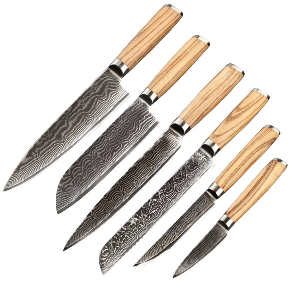 

Japanese vg10 damascus steel knife set with zebra handle