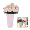 Custom stylish rose box flower flat rectangle packaging white gift emboss logo ribbon handle with logo printing for decoration