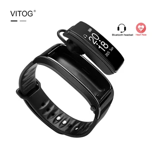 Hot Sale 2 in 1 Smart Bracelet BT Wireless Headset Fitness Tracker Smart Watch with Heart Rate Monitor Blood