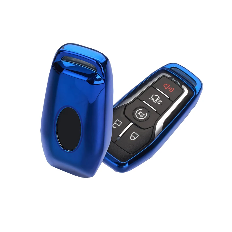 SEGADEN Silicone Cover Protector Case Holder Skin Jacket Compatible with FORD Fusion 4 Button Smart Remote Key Fob CV2717 Light Blue 