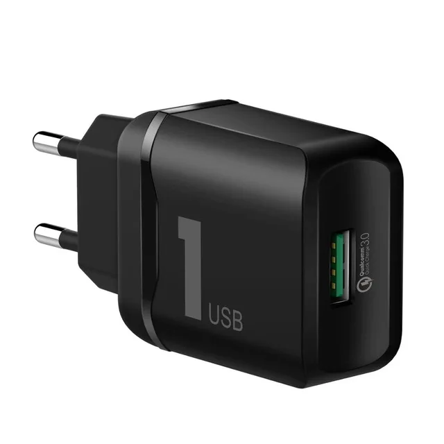 

ROCK T12 Single Port QC 3.0 USB Quick Phone Charger Travel Wall Adapter 18W Universal CCC Plug For Mobile phones, Black;white