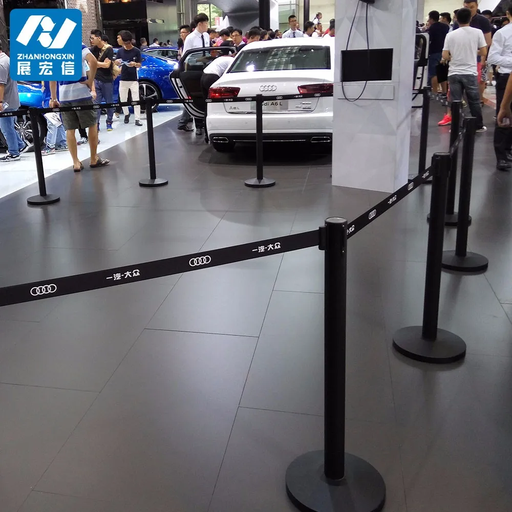 Chrome Retractable Belt Barrier 2m logo printed queue barrier