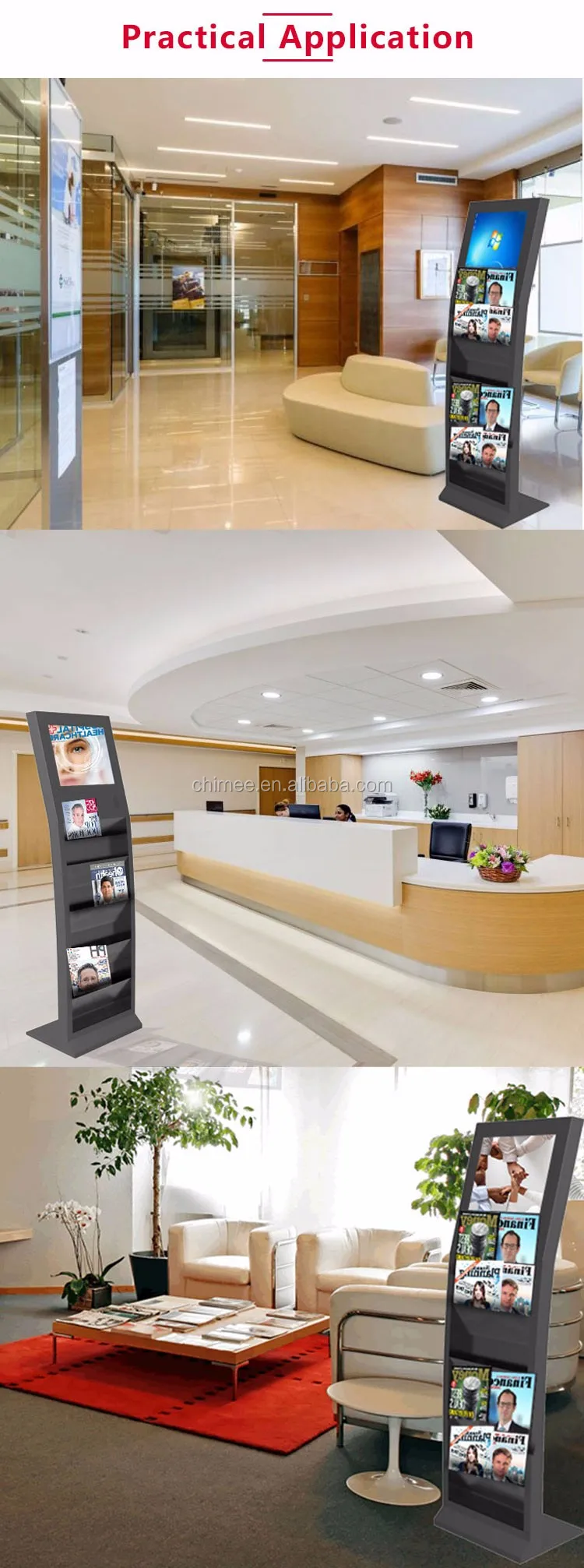 17 Inch Floor Standing Magazine Rack Industrial Interactive Android