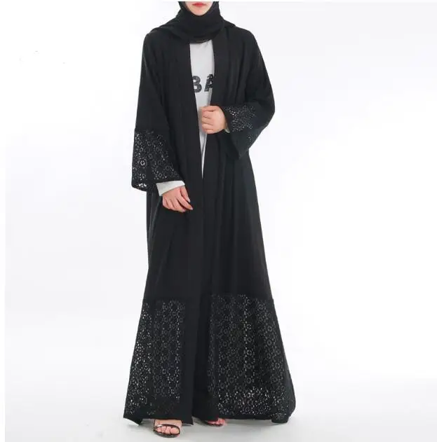 

Pierced black lace darcon muslim abaya