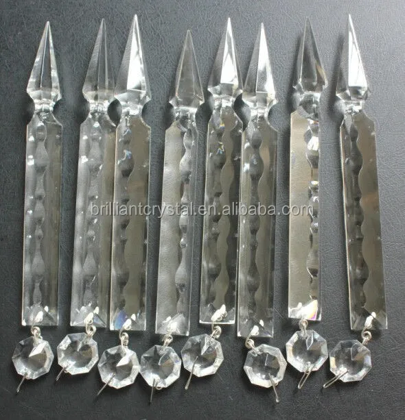 5LOT CRYSTAL VTG 5'' CHANDELIER LAMP PART REPLACEMENT GLASS LUSTER SPEAR PRISMS 