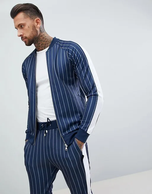 mens pinstripe tracksuit