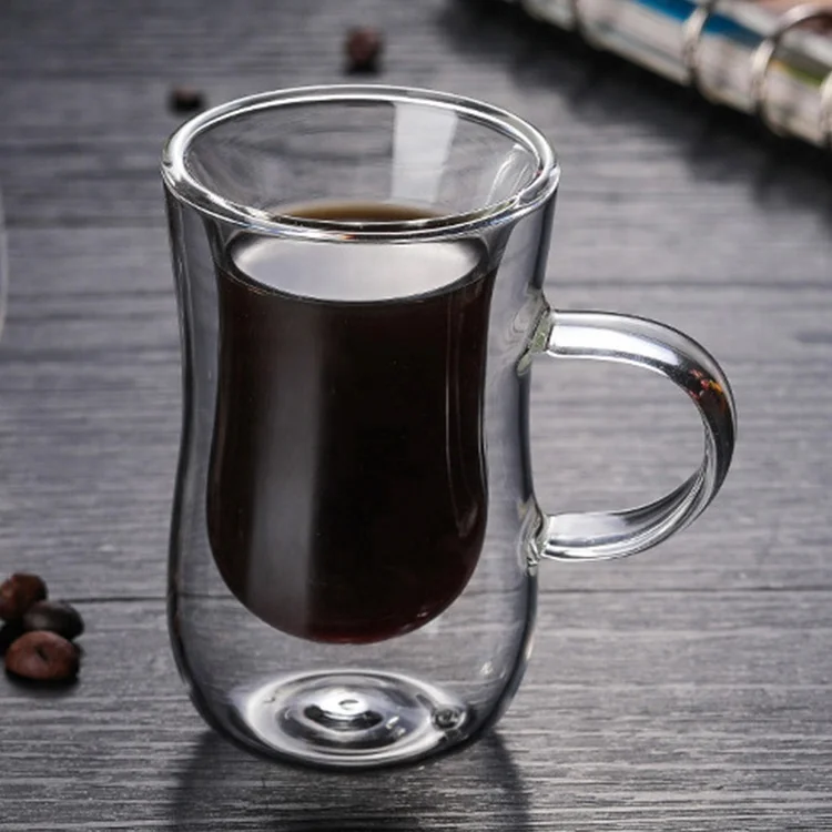 

Turkish style glass heat resistant double wall coffee mug, Clear