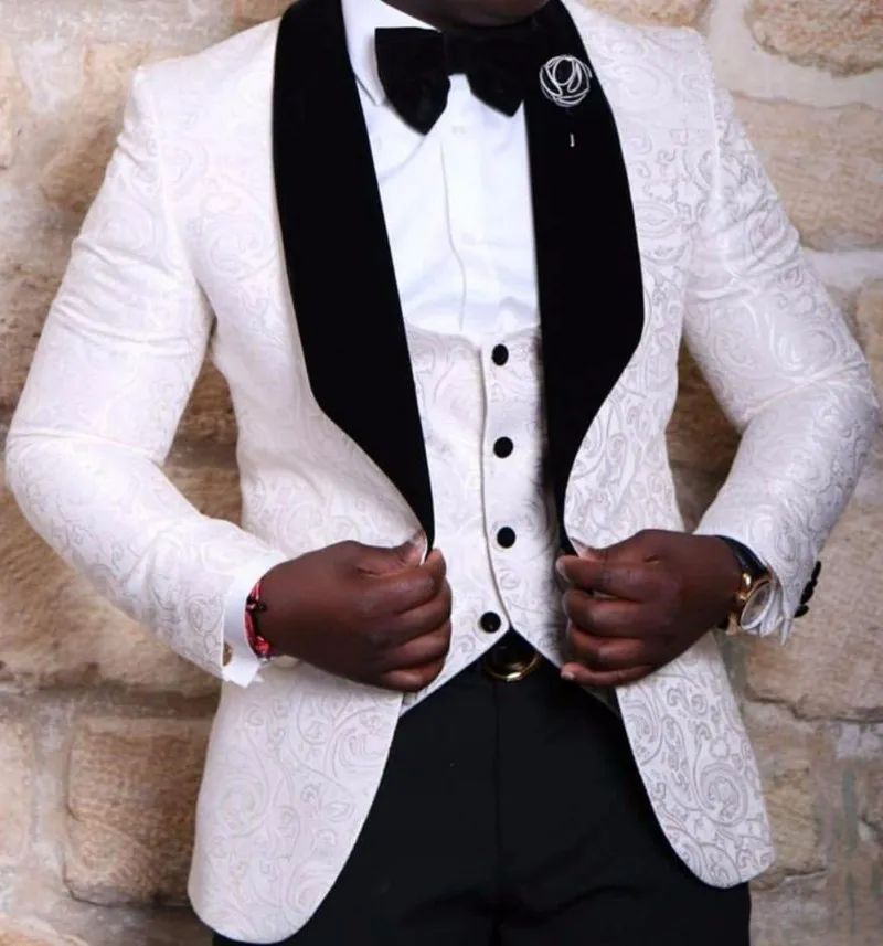

New Style Groomsmen Shawl Lapel Groom Tuxedos Red/White/Black Men Suits Wedding Best Man Blazer (Jacket+Pants+Tie+Vest) MMA198