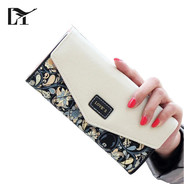 

Vintage Design Leisure Purse Colorful Style Flowers Printing Women Wallet, As pictures or customized