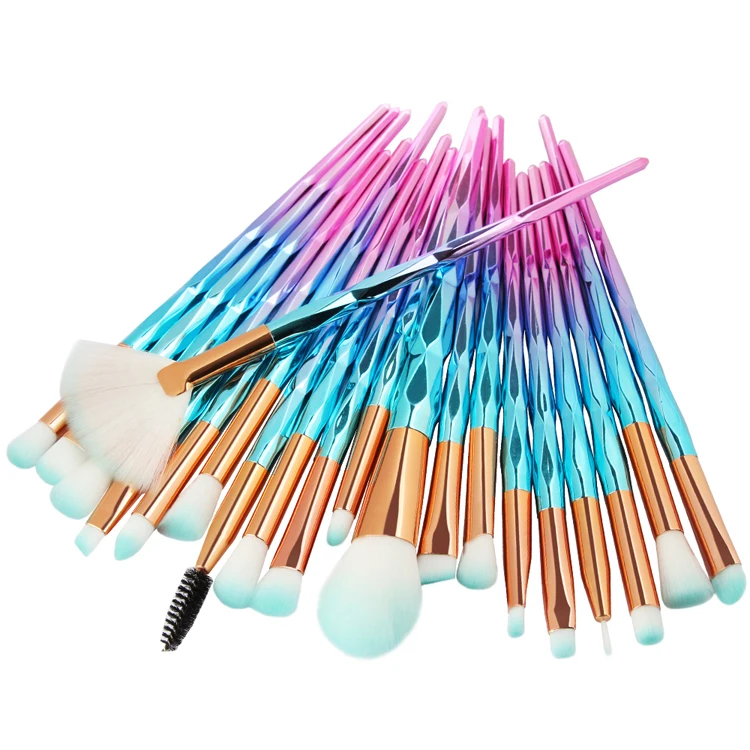 

High Quality Colorful 20pcs Cosmetics Diamond Brush, Customized color