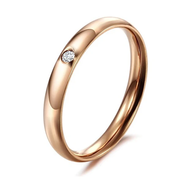 

Fashion Cheap Women 316L Stainless Steel Crystal Ring, Silver rose gold