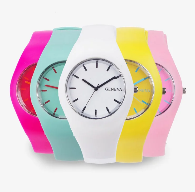 

China Factory Ladies Quartz Select Fashion Custom Made Cheap Silicone Rubber Colorful Geneva Watch, Picture