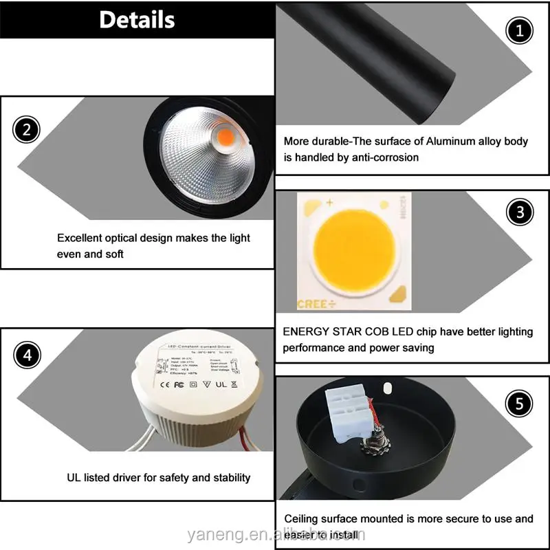 10w led spot light Surface Mounted Narrow Beam Angle Dimmable