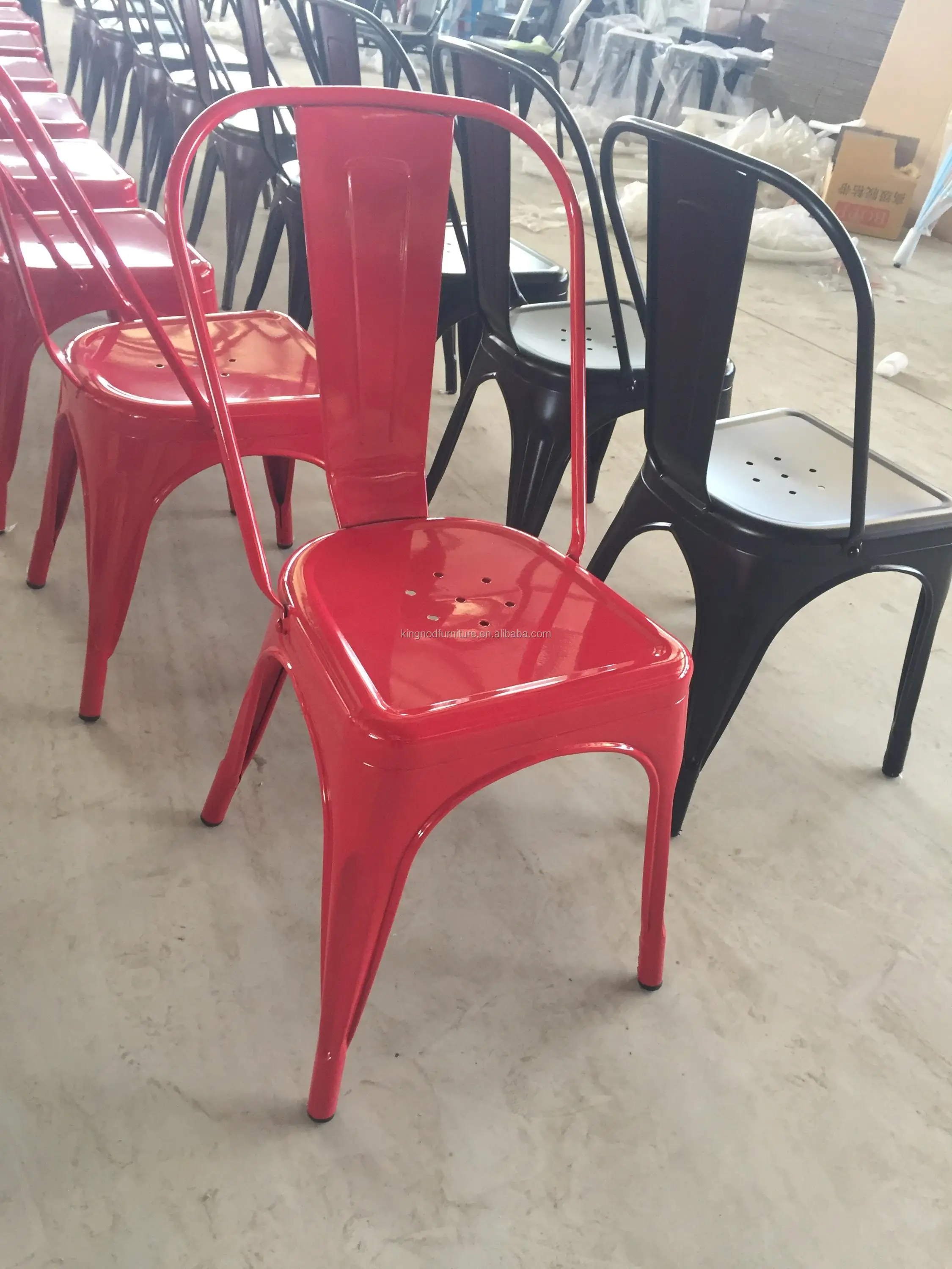 Leisure Cafe Chair Powder Coating Restaurant Stackable Metal Dining