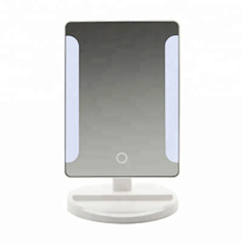 Square Side Touch Screen Makeup Desktop LED Illuminated Plastic Bathroom Mirror