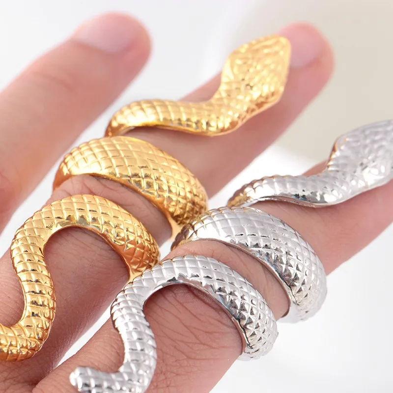 

Custom Exaggerated Snake Shaped Fashion Hiphop Skull Jewelry big finger ring for men, Silver;gold