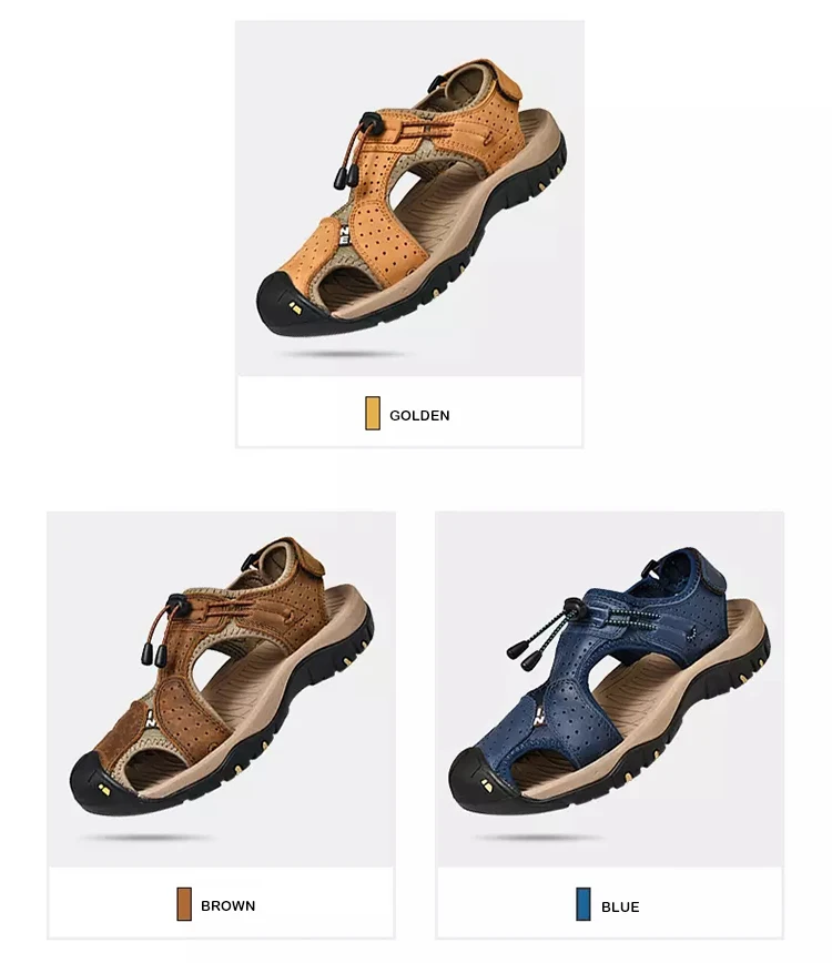 2018 New Design Fashion Men Genuine Leather Sandals Beach Shoes For Men ...