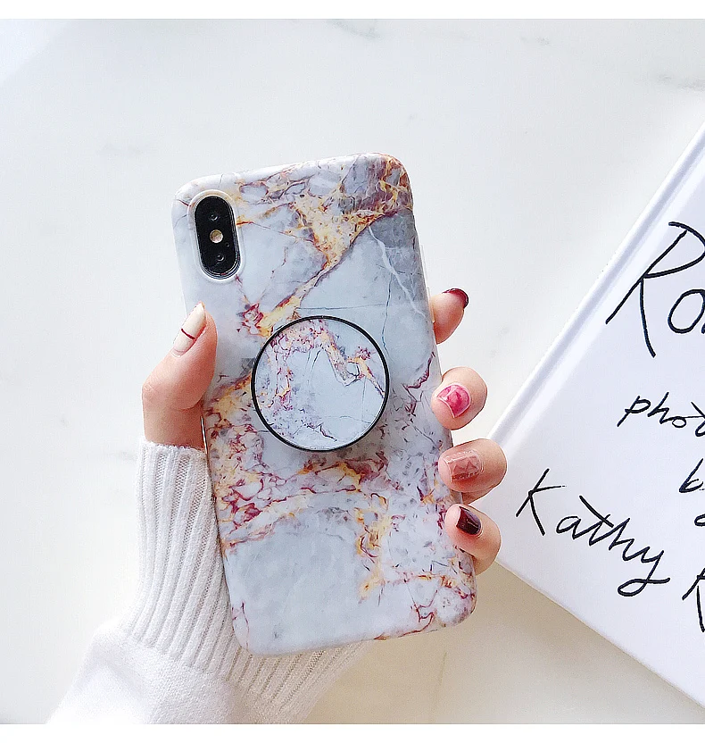 

Factory Supply Marble Stone Shockproof Holder Phone Case For iPhone XS Max XS 6S 7 8 Plus IMD Soft, Colorful