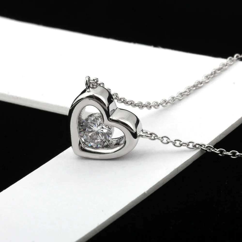 

2019 New Items Valentine Gifts for Her AAA Zirconia 925 Sterling Silver Jewellery Chain Tiny Heart Love Necklace
