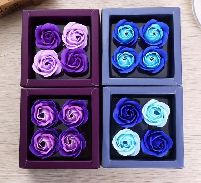 Artificial Flowers Gift Box 4 Pcs Soap Roses Valentine's Day Christmas Anniversary Gifts Buy 4