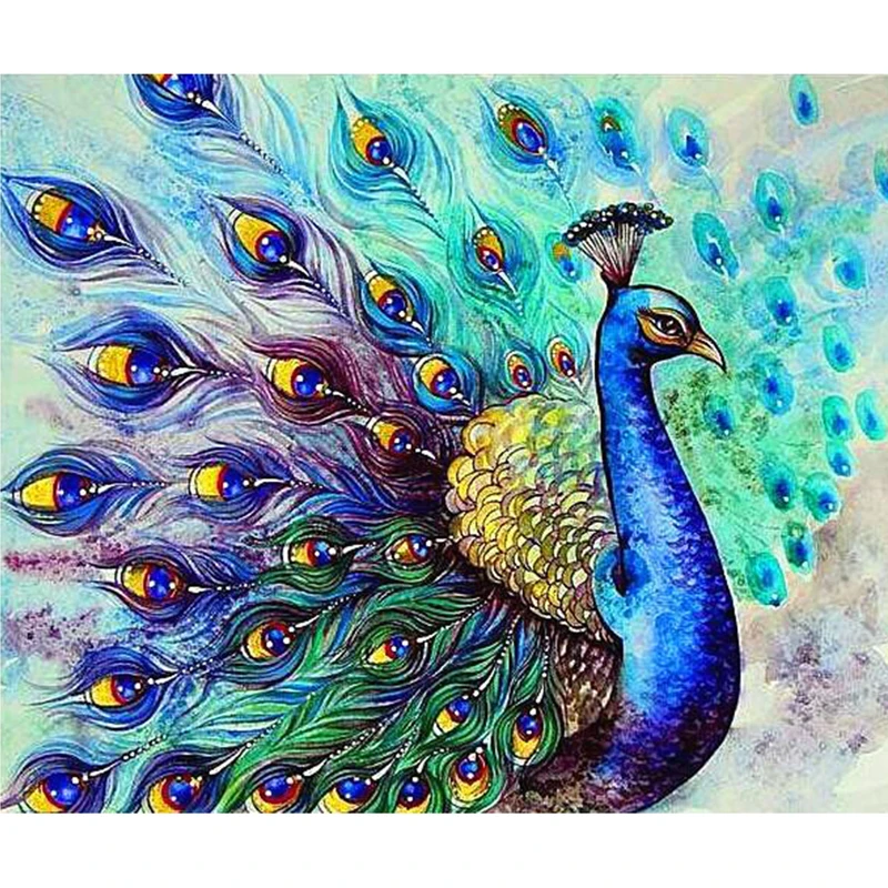 

5d Diy Wall Art Diamond Painting Elegant And Peacock Picture Full Round Drill Covered On Canvas Diamond Embroidery