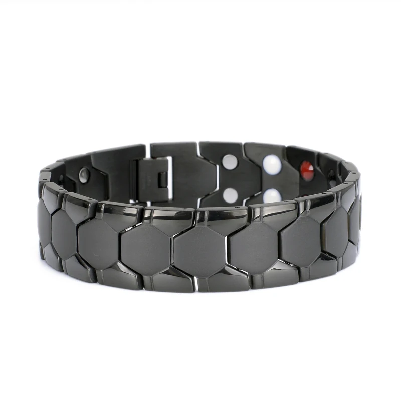 

Fashion stainless steel jewelry custom laser logo bio magnetic bracelet health wide men bracelet, Gold /rose gold / silver /black plating , customized is available