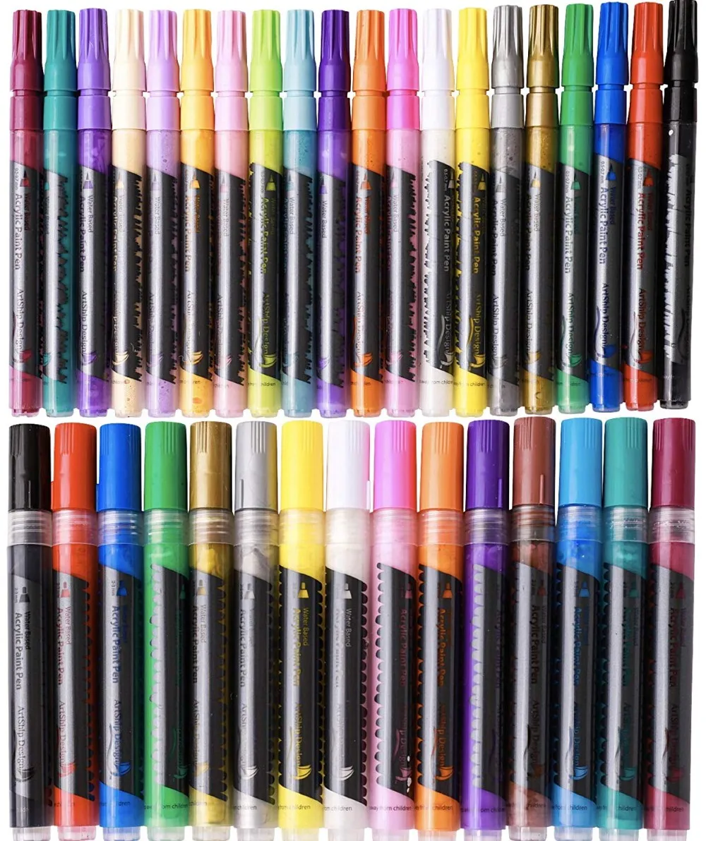 Acrylic Paint Pens For Rocks Painting,28 Colors Water-based Acrylic ...