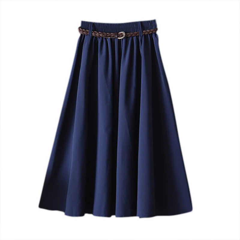 

Elegant Women Skirt High Waist Pleated Knee Length Skirt Vintage Big Bow Side Zipper Skater Skirts