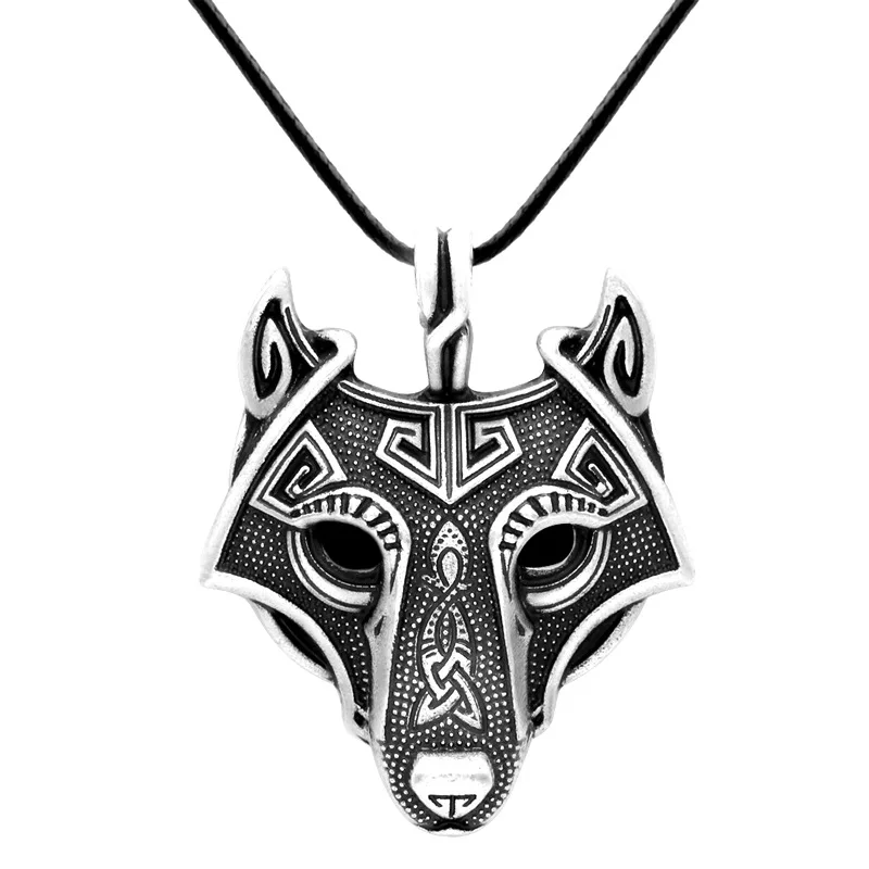 

Original Animal Jewelry Wolf Head hange Norse Vikings Pendant Necklace Norse Wolf Head Necklace, As shown