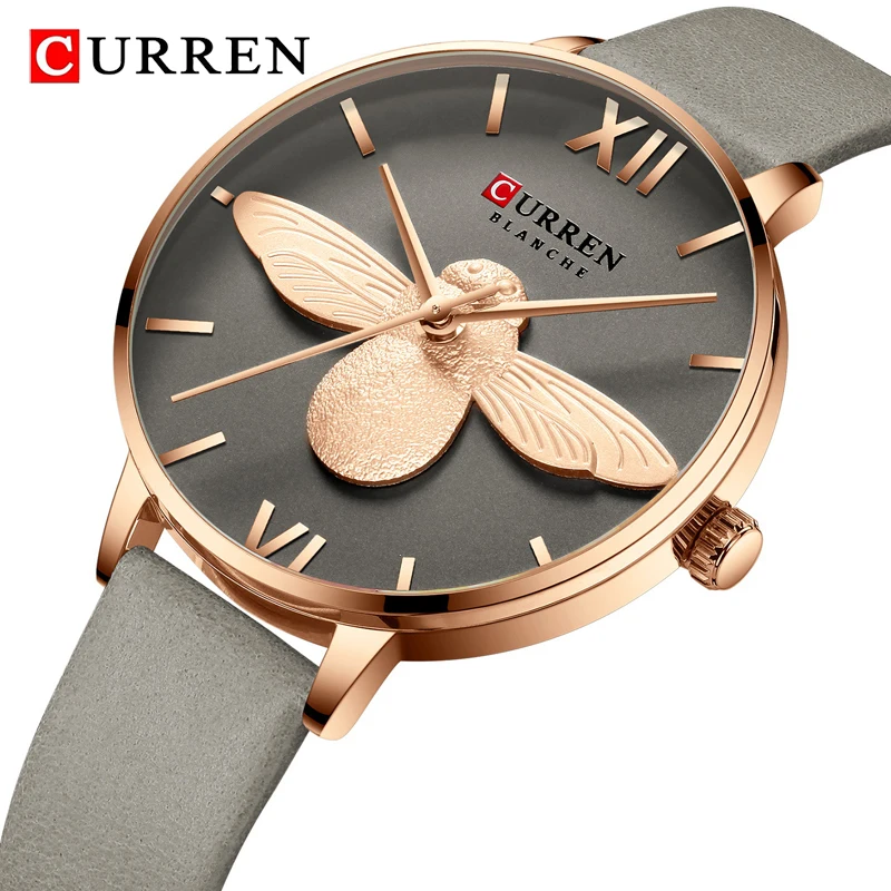 

Curren 9061L 2019 New Women Top Brand Luxury Watch Bracelet Quartz Wristwatch Waterproof Leather Band, As the picture