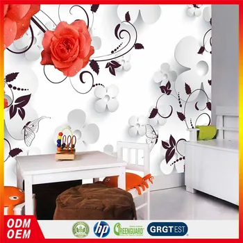 Beautiful Rose Flower Wallpaper Butterfly Design Natural Material