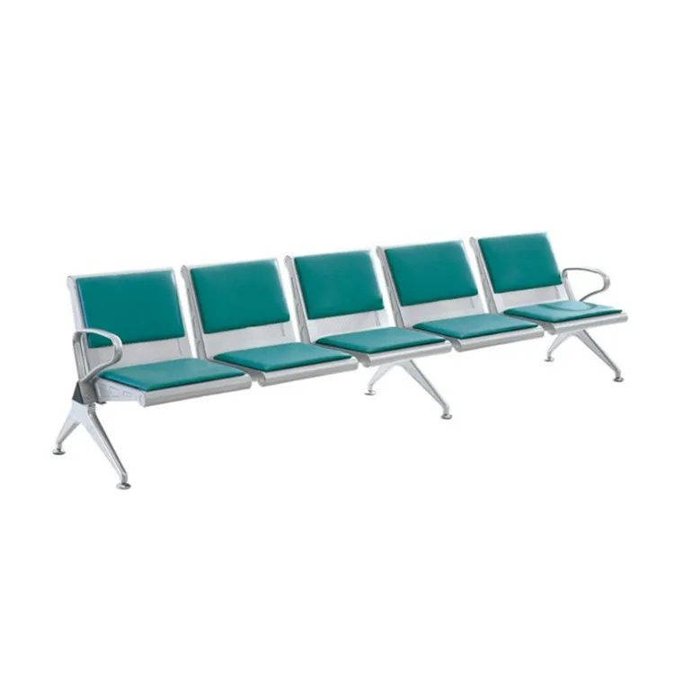 Steel 5-seater waiting chair in hospital stainless steel 3 and 4 seater waiting chair