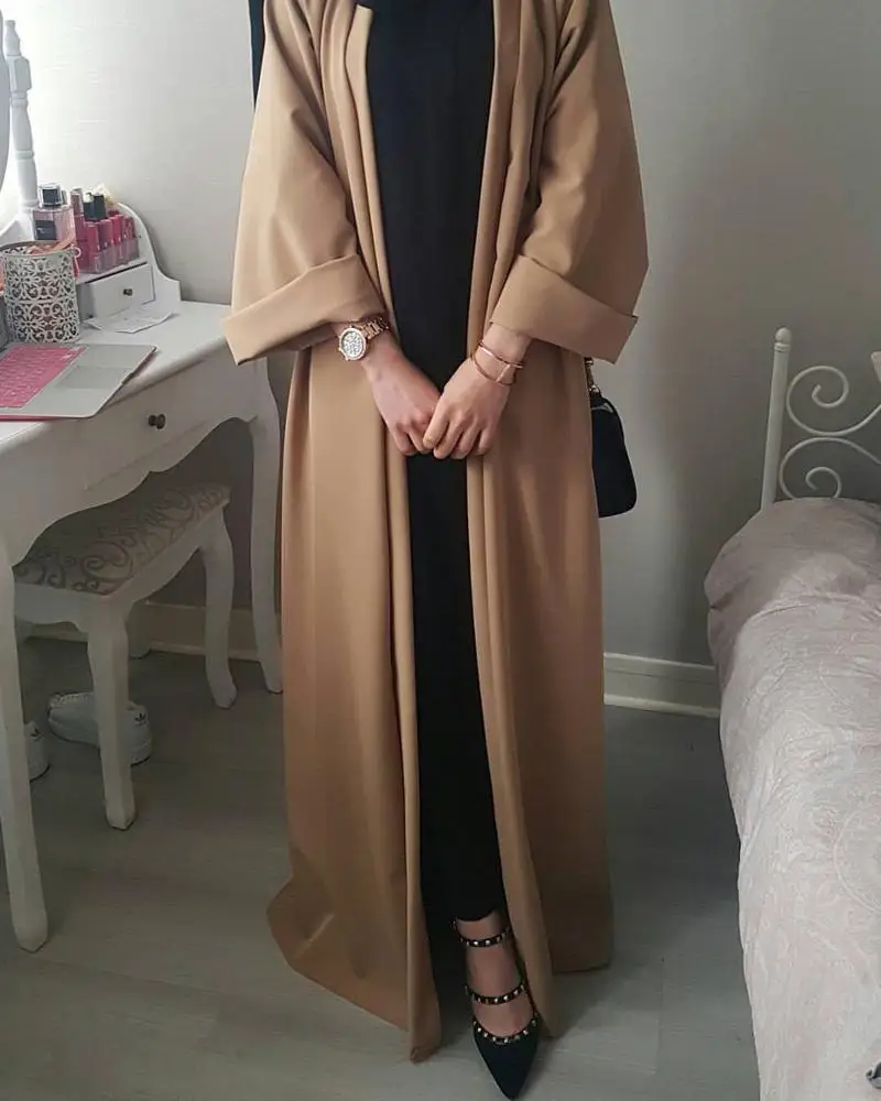 

2019 ebay amazon hot sale pure color plus size dubai muslim women abaya