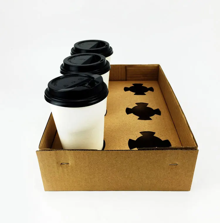 Disposable Corrugated Paper Coffee Paper Cup Tray for Wholesale