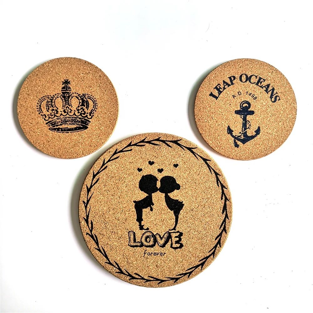 

Water absorbent cork wood coasters printed logo beer coasters bar coasters