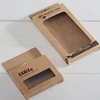 Customized brown craft paper box for earphone cell phone case packaging wih window