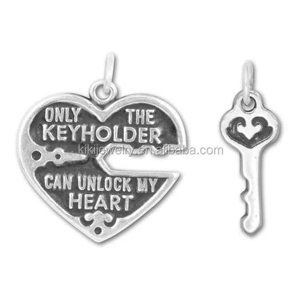 

Wholesale Antique Only the Keyholder Can Unlock My Heart" Heart Lock And Key Charms, Antiqued