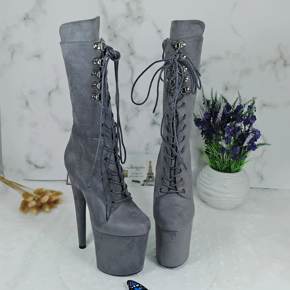 

Leecabe 20cm/8inches sexy suede boot with suede covered platform fetish boots for pole dancing