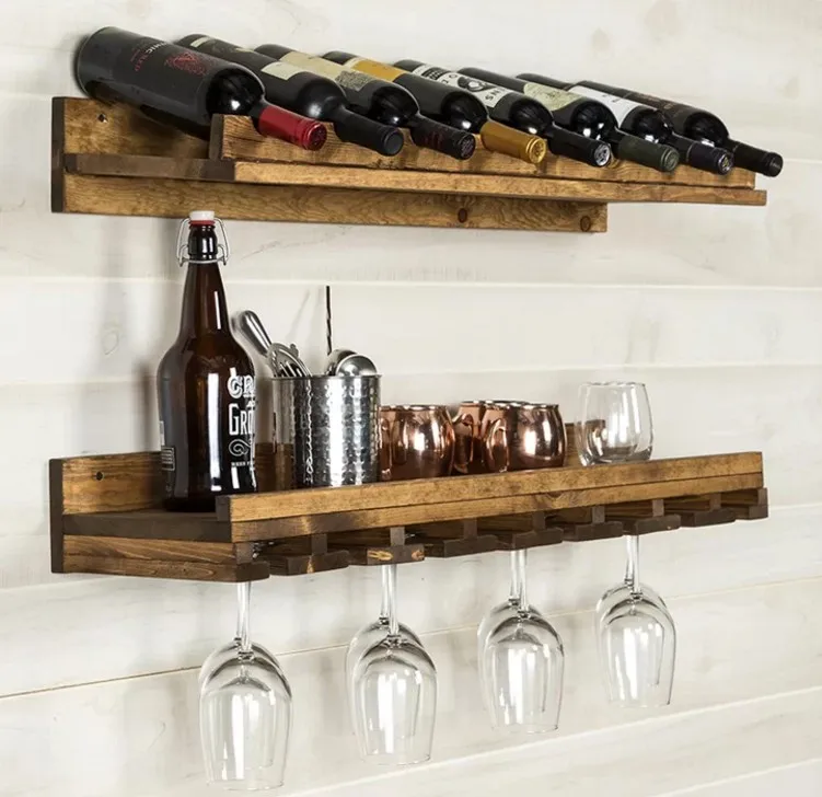 

2 Piece 8 Bottle Wall Mounted Wine Rack Set, Customized color