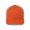 Custom logo unisex adult curve brim orange cotton mesh trucker hat