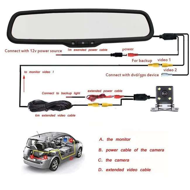 4.3inch Rear View Mirror With Special Mounting Bracket Buy 4.3inch