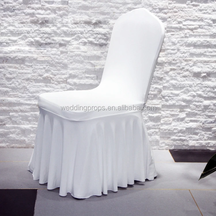 White Ruffles Chair Cover Valance Stretchy Spandex Elasticated Ruched for Decor 
