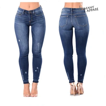 ladies frayed hem jeans