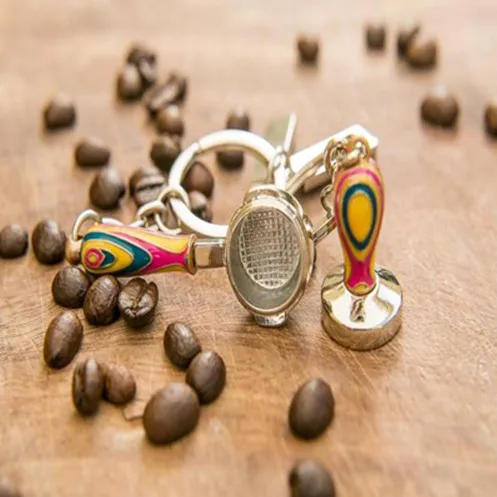 popular coffee keychain coffee tamper/pot keyring as coffee gift